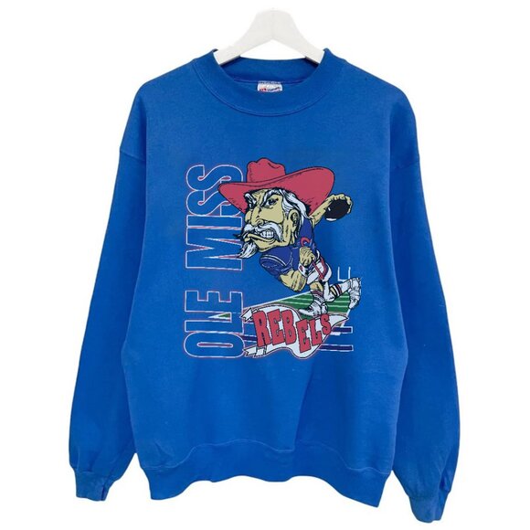 Vintage Ole Miss Rebels Football Sweatshirt, University of Mississippi Shirt Tee - Picture 1 of 2